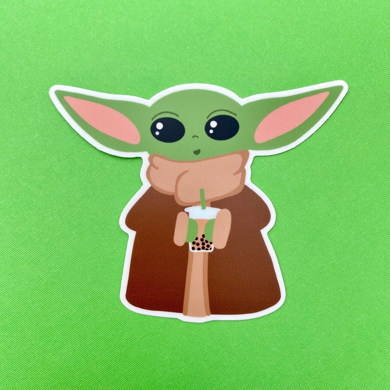The Child Grogu Baby Yoda Boba Milk Bubble Tea Sticker / Star Etsy Canada