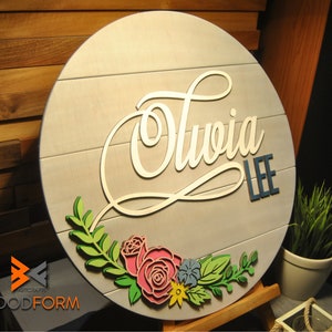 Nursery sign, Round nursery sign, Baby name sign, Nursery round sign, Nursery decor, Name sign, Wedding wood sign, Custom Name Sign, Signs