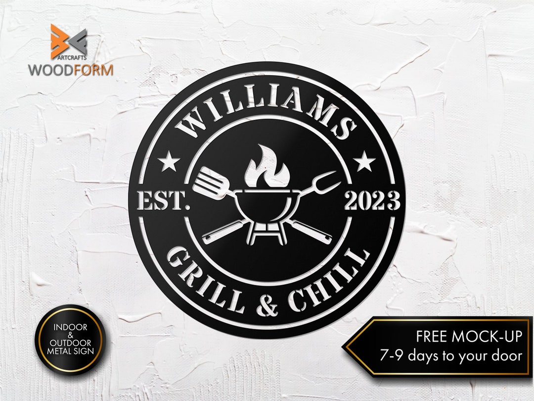 Metal Grill Sign, Grill Sign, Barbecue Sign, Bar & Grill Sign, Man Cave