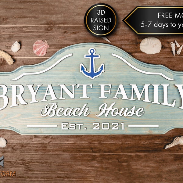 Beach House Sign, Achternaam Teken, Custom Wood Sign, Familienaam Sign, Naam Sign, Bar Sign, Pool Sign, Gepersonaliseerd teken, Wood Name Sign