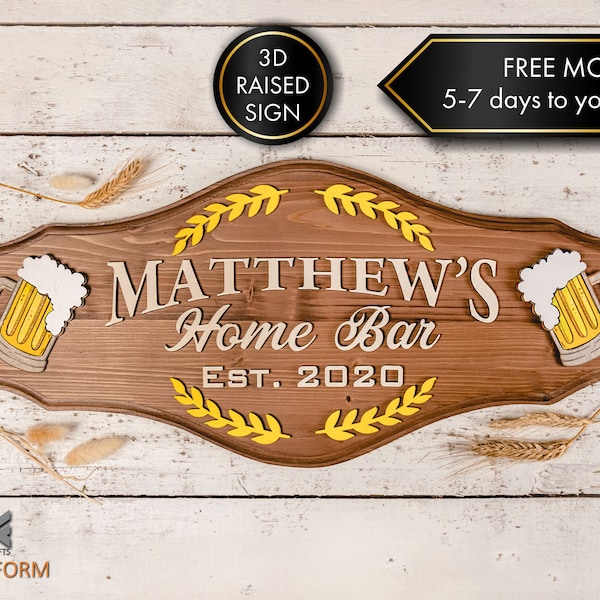 Home Bar Sign, Beer Sign, Custom Wood Sign, Bar Sign For Home, Home Beer Sign, Bar Sign, Pub Sign, Personalized Sign, Last Name Sign, Sign