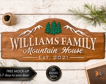 Family Name Sign, Mountain House Decor, Farmhouse Wall Art, Custom Wood Sign, Lake Sign, Mountain House, Ranch Sign, Farm Decor, Wood Signs