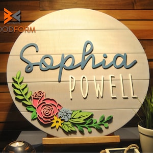 Nursery sign, Round nursery sign, Baby name sign, Nursery round sign, Nursery decor, Name sign, Wedding wood sign, Custom Name Sign, Signs