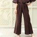 High waisted pleated linen trousers, wide leg flare linen pants - custom fit 