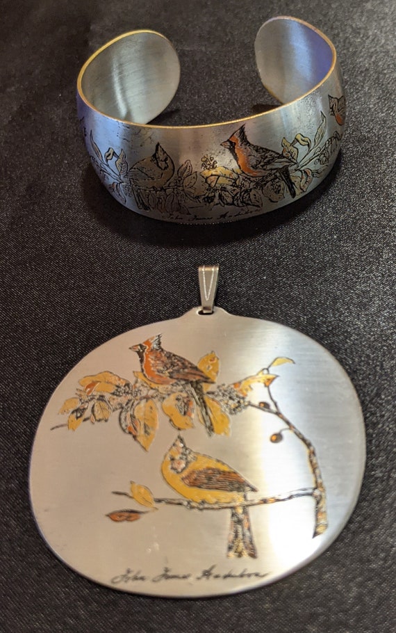 Vintage Reed Barton Damascene Audubon Scene by John James