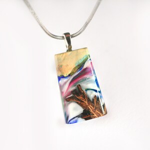 cone necklace Resin and burl Van Gogh pendant on a round snake chain