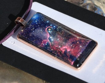 Handmade Glass Universe Pendant , universa necklace, Astrology jewelry, Galaxy Pendant, Starlight jewel