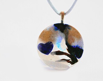 Wood resin jewelry , Cone resin necklace - Good luck pendant - Glam Desert colors