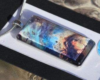 Heart & Soul Nebula charm necklace, Galaxy glass pendant, Universe jewelry, Space necklace, Astrology jewelry, Galactic jewel