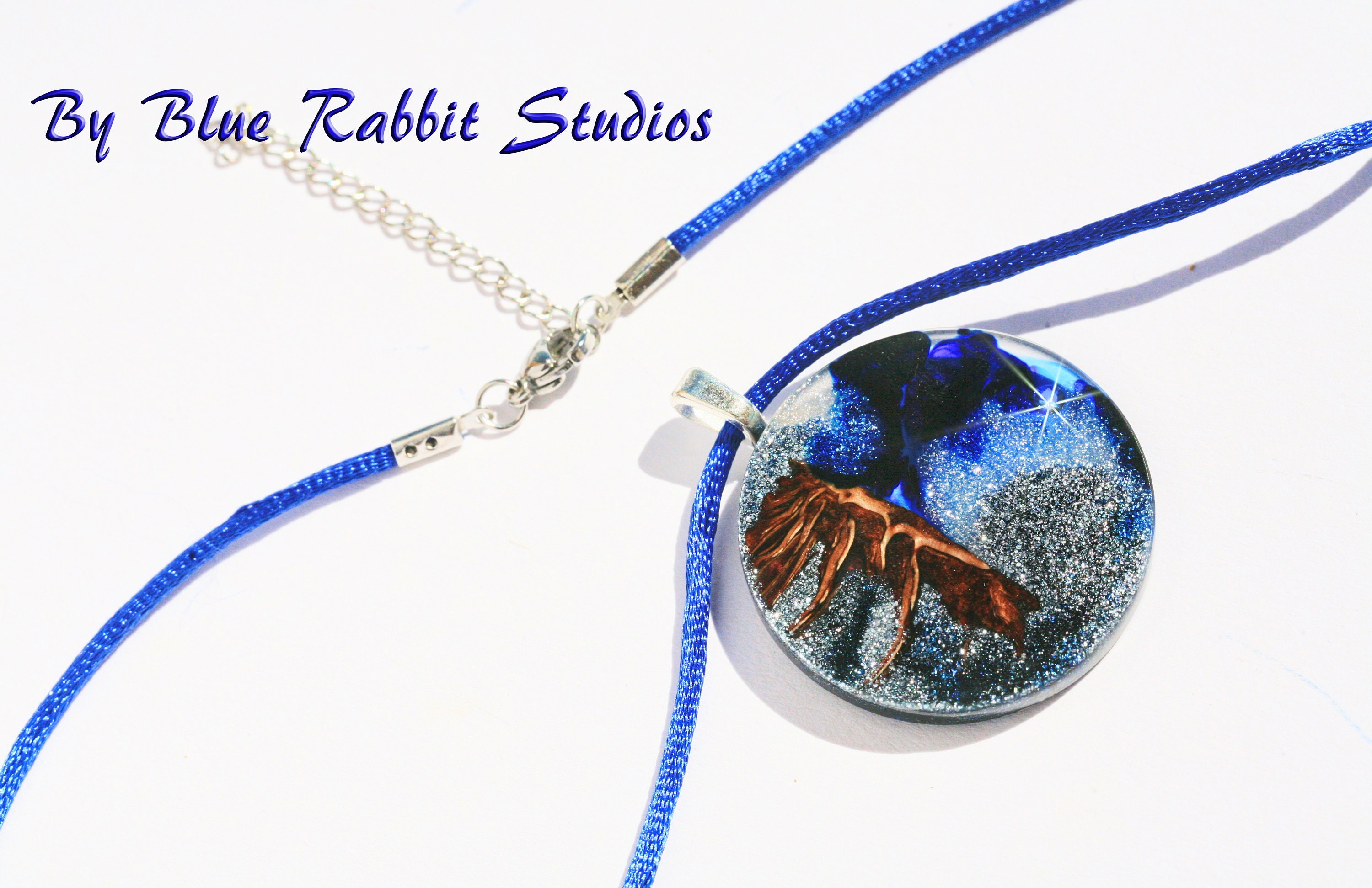 Wood resin jewelry , Cone resin necklace - Good luck pendant - Moon star choker - moonlight jewel
