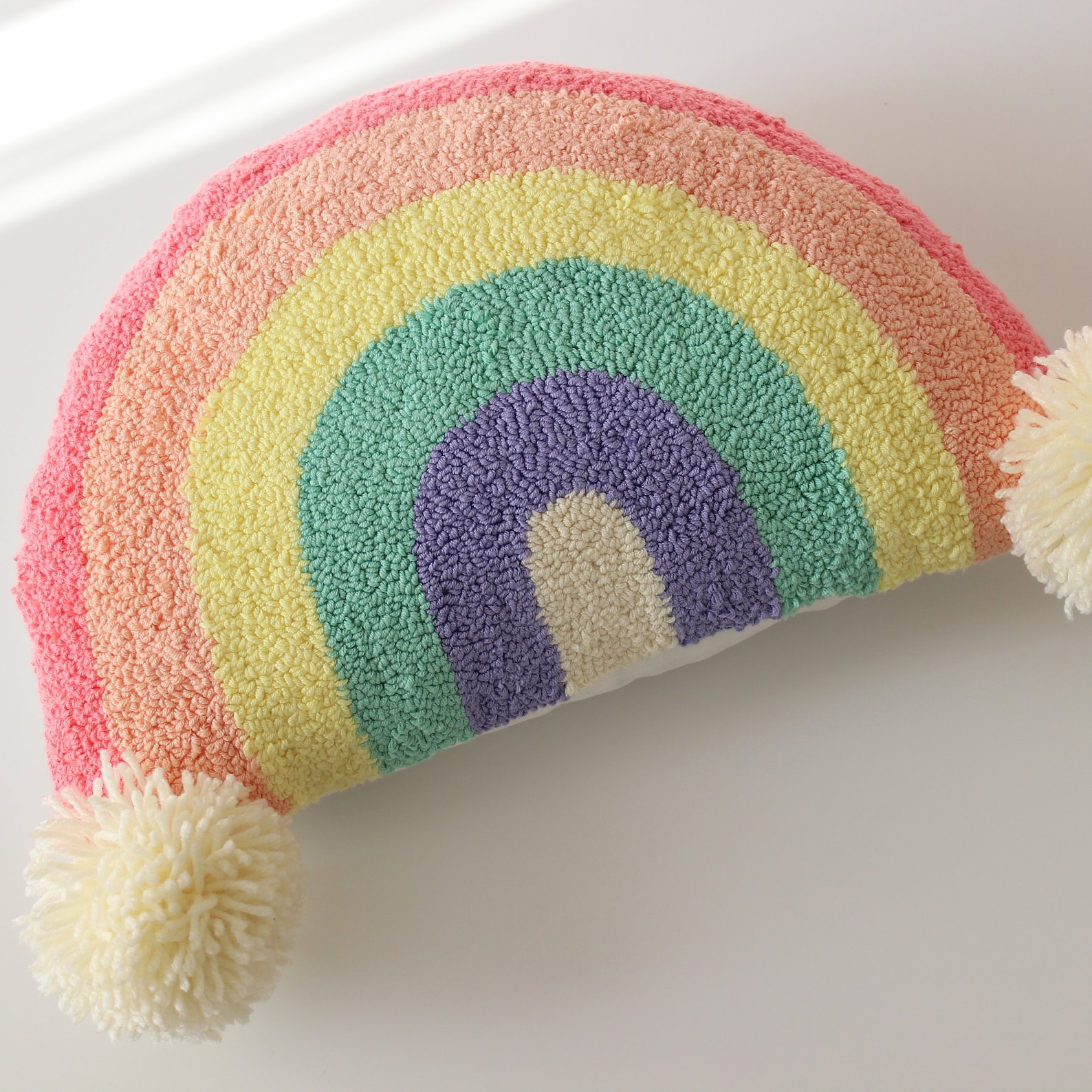 Punch Needle Rainbow Pillow Nursery Decoration Baby Pillow Etsy