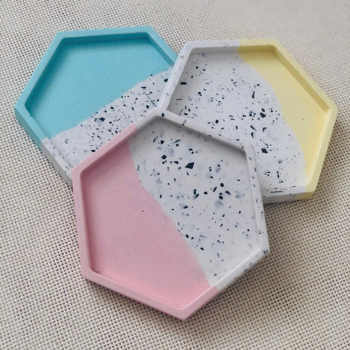 Hexagonal Terrazzo Tray 2tone Ecofriendly Jesmonite Handmade Etsy UK