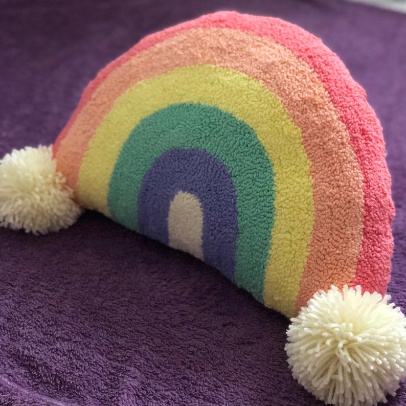 Punch Needle Rainbow Pillow Nursery Decoration Baby Pillow Etsy