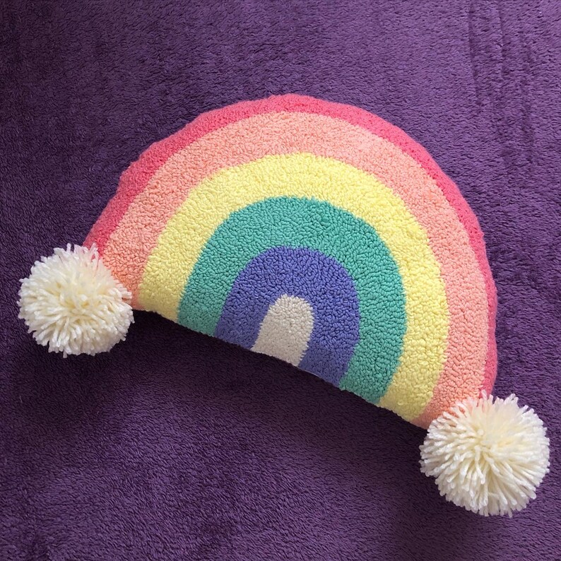 Punch Needle Rainbow Pillow Nursery Decoration Baby Pillow Etsy