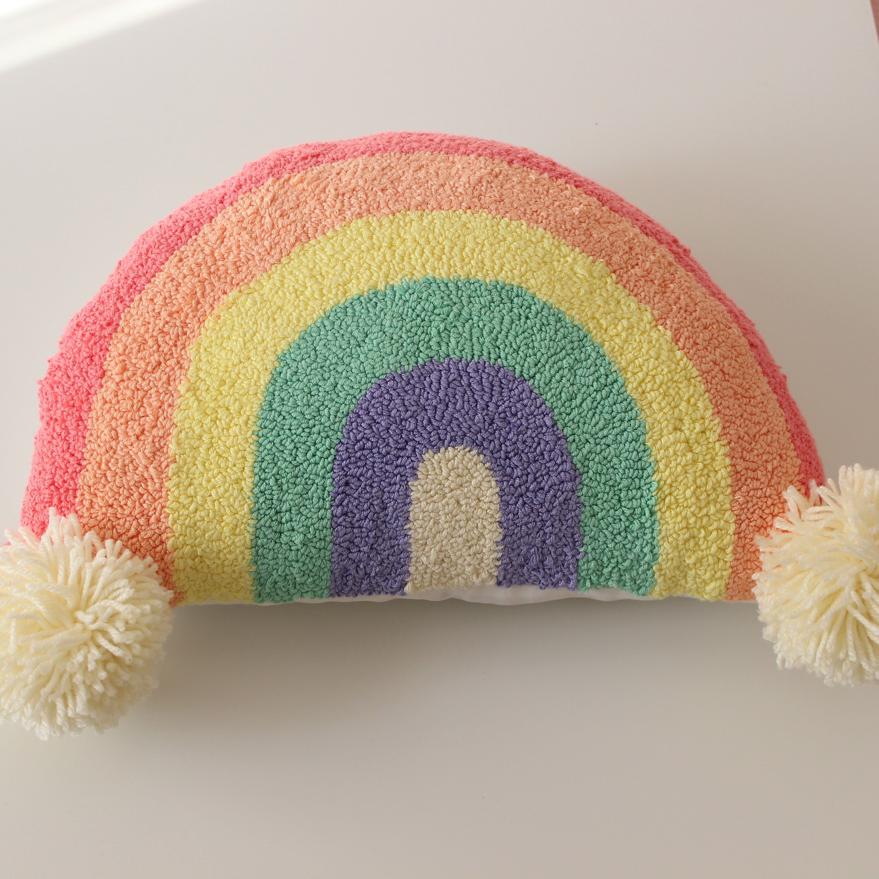 Punch Needle Rainbow Pillow Nursery Decoration Baby Pillow Etsy