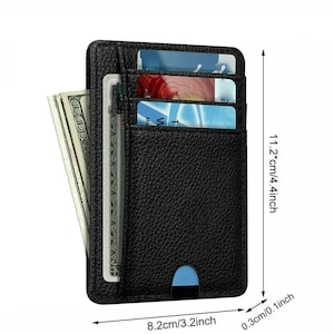 Portefeuille mince noir avec blocage RFID, porte-cartes en cuir minimaliste pour carte de crédit, étui pour carte d'identité de crédit, porte-monnaie, unisexe