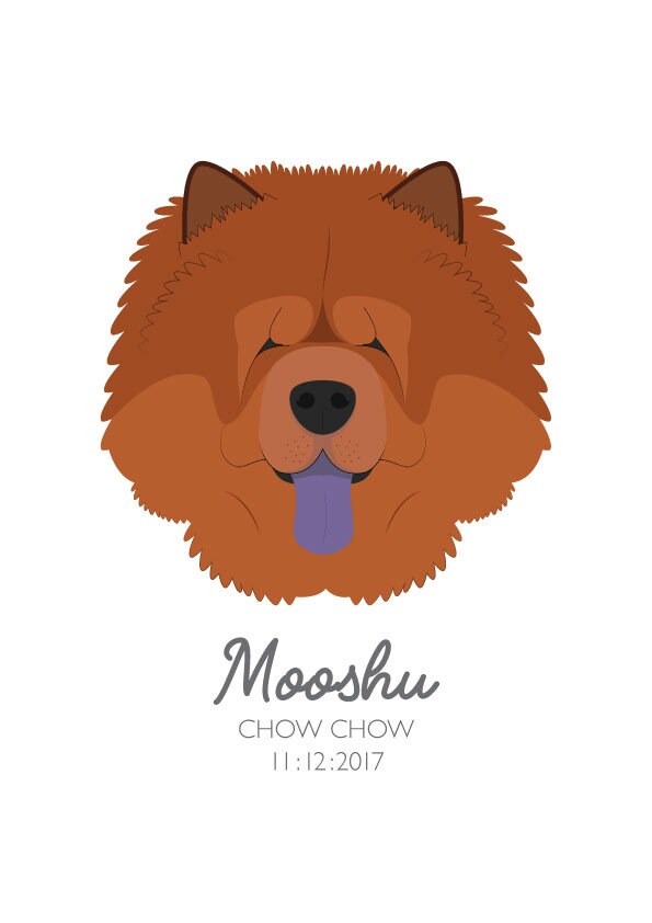 Chow Chow Print Personalised Dog Illustration Prints | Etsy