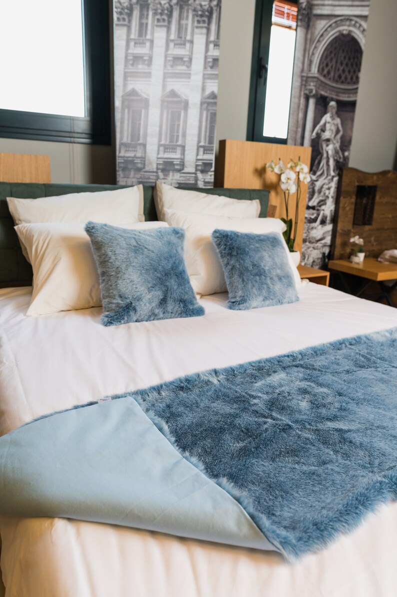 Oceana Set of a Bed Runner and Pillows Covers Fur Bed Runner Etsy