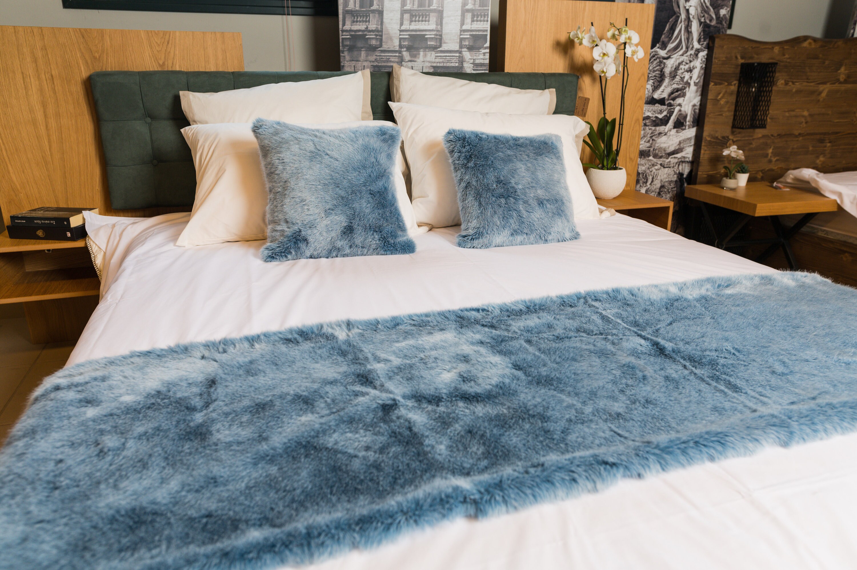 Oceana Set of a Bed Runner and Pillows Covers Fur Bed Runner Etsy