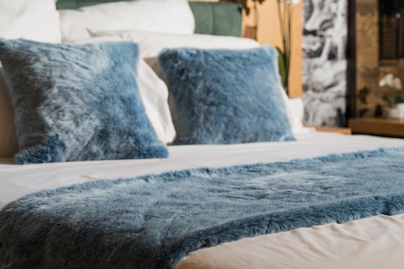 Oceana Set of a Bed Runner and Pillows Covers Fur Bed Runner Etsy