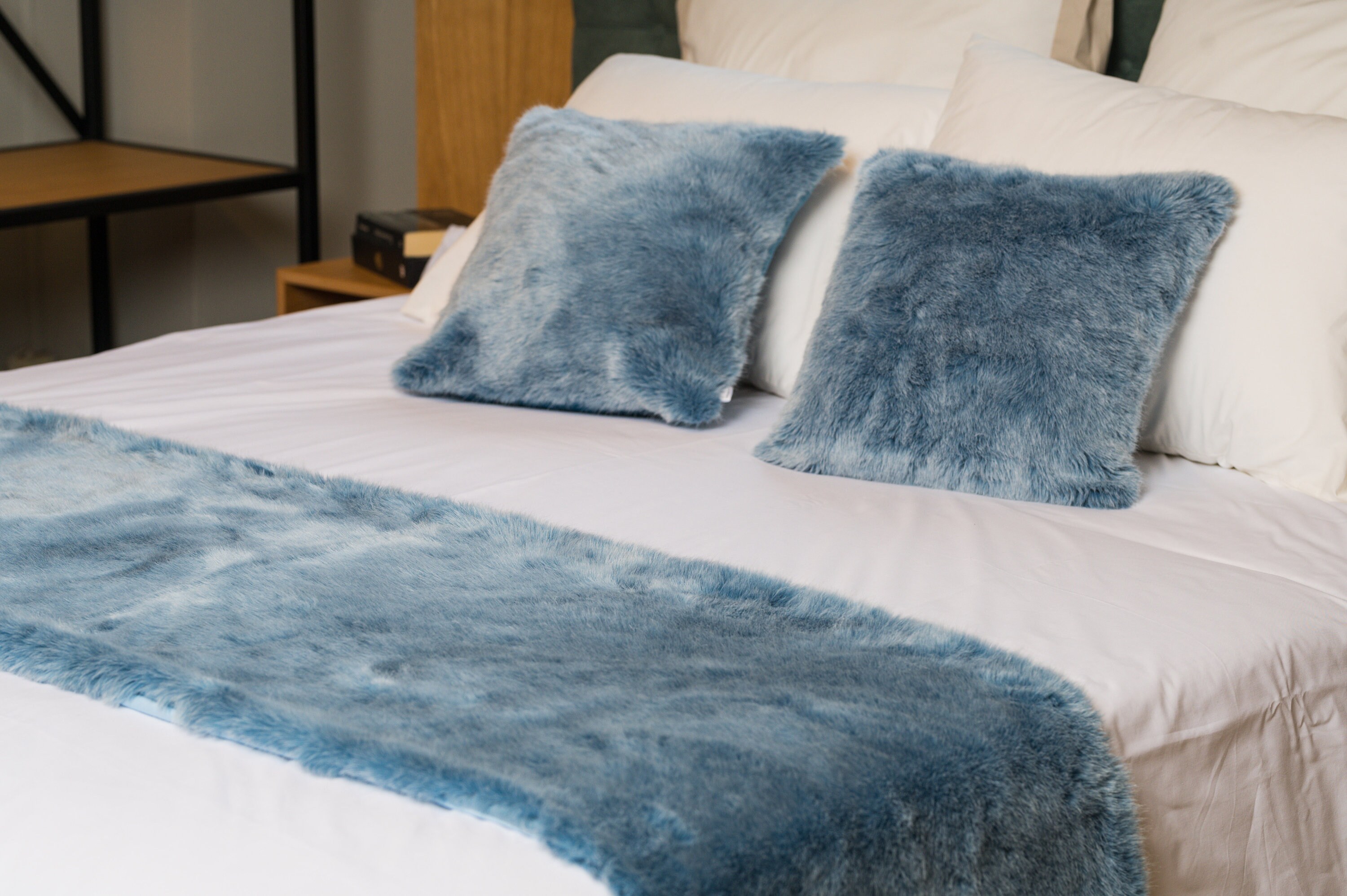 Oceana Set of a Bed Runner and Pillows Covers Fur Bed Runner Etsy
