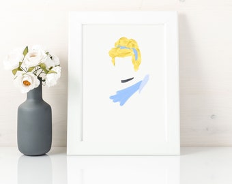 Cinderella print, Princess art print, nursery wall decor girl, instant download, cinderella gifts, cinderella printable