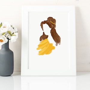 Beauty and the Beast Print, Prinzessin Kunstdruck, Kinderzimmer Wand dekor Mädchen, direkter Download