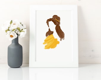 Beauty and the Beast print, princess art print, nursery wall decor girl, instant download