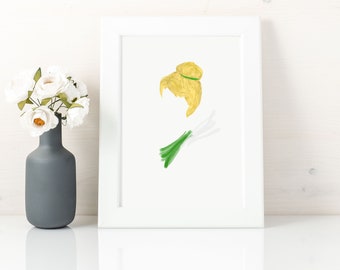 Green Fairy print, heroine art print, nursery wall decor girl, instant download, green fairy gifts, green fairy printable