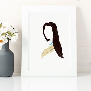 Pocahontas print, prinses kunst print, kwekerij muur decor meisje, instant download, Pocahontas geschenken, Pocahontas afdrukbare