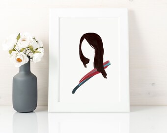 Mulan print, Chinese warrior princess art print, nursery wall decor girl, instant download, Mulan gifts, Mulan printable
