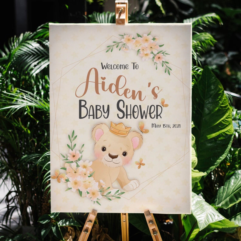 Editable Baby Shower Sign Lion to Baby Safari Etsy