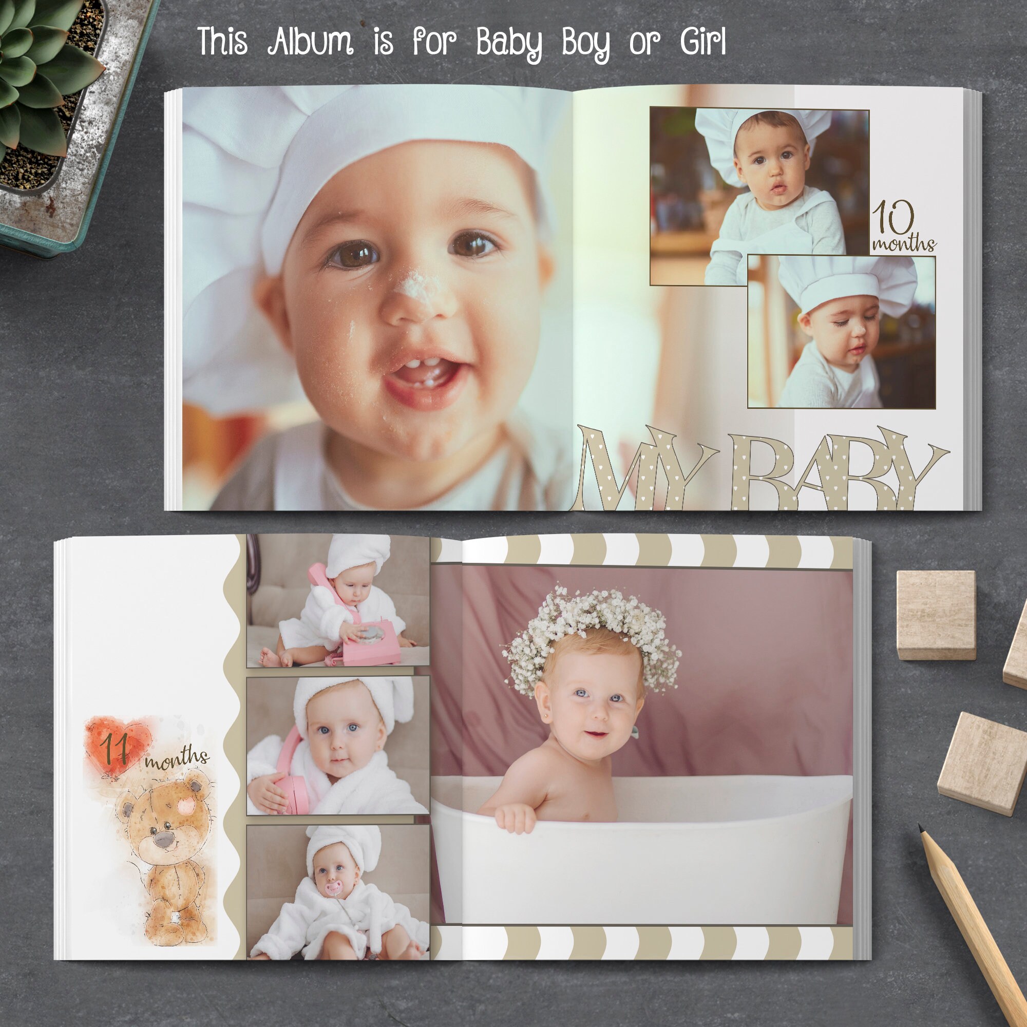 Little Bear Baby Photo Album in Templates for Baby Etsy