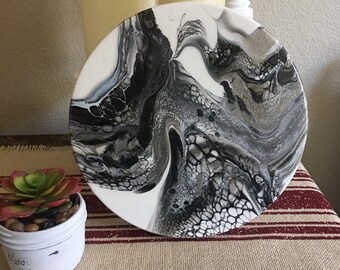 Original Art acrylic pour swipe -After Midnight
