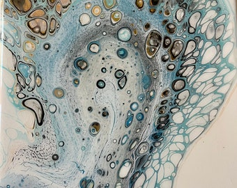 Acrylic swipe painting with a lot of lacing- ocean wave