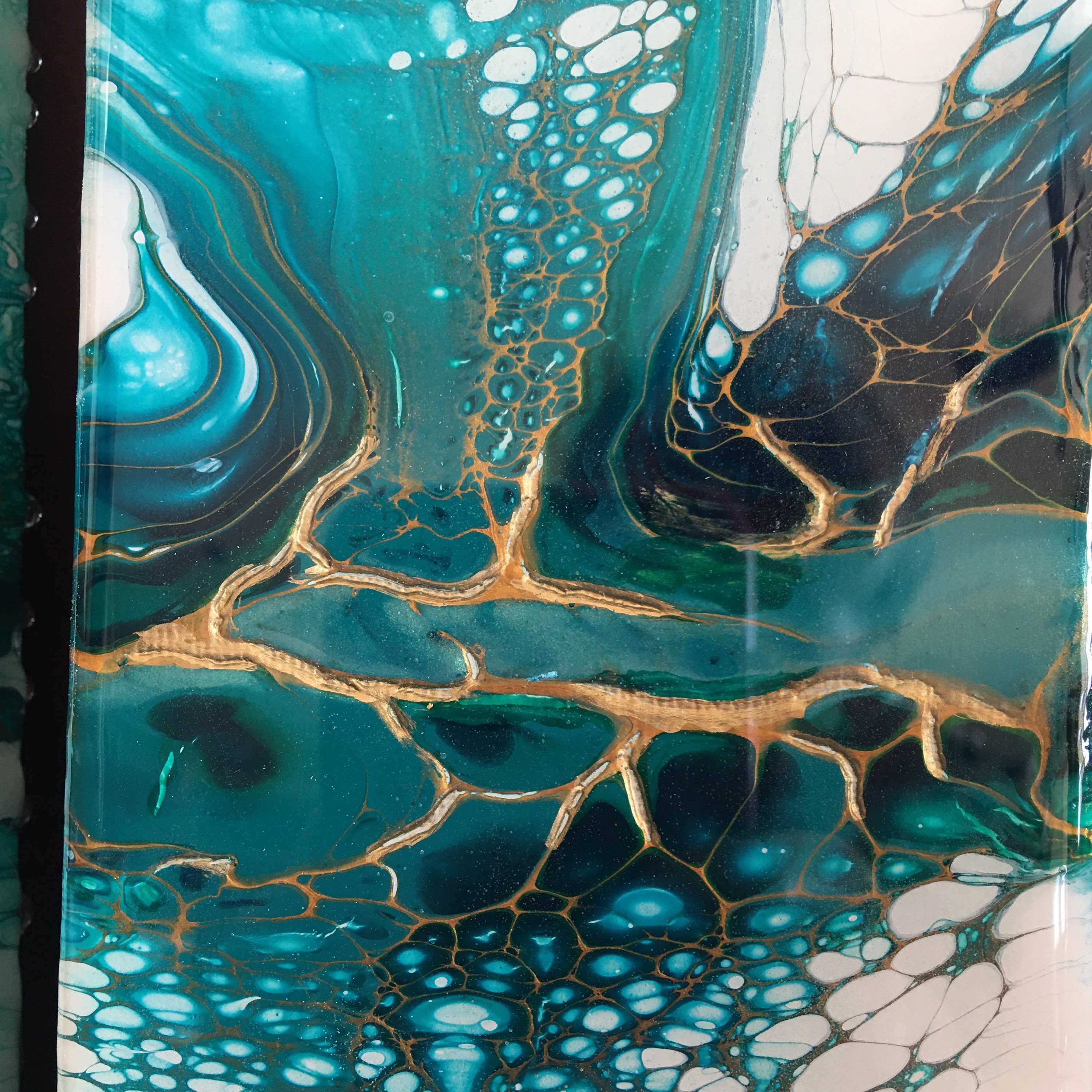Original Art Acrylic Pour Swipe Painting Triptych Caribbean Trio Etsy