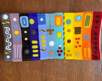 Whimsical One of a Kind Sushi Serving Plate - Rainbow of colors