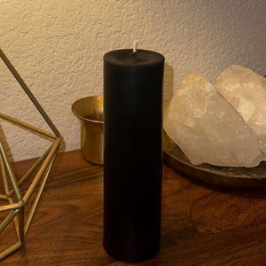 SPELL CANDLE PILLAR - Slender Tall Black - 6" Tall x 2"Wide