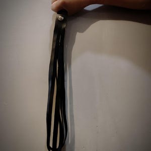 Versatile Handmade Leather Flogger, Handcuffs, leather Bracelet, Choker Necklace, BDSM / Kink Accessory / midnight black in 2 Styles image 3