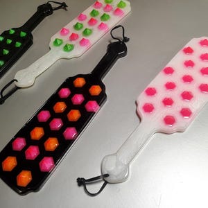 Handmade Resin Paddle with UV Reactive Spikes. Dual-Sided Impact Toy- sensory play / pain play