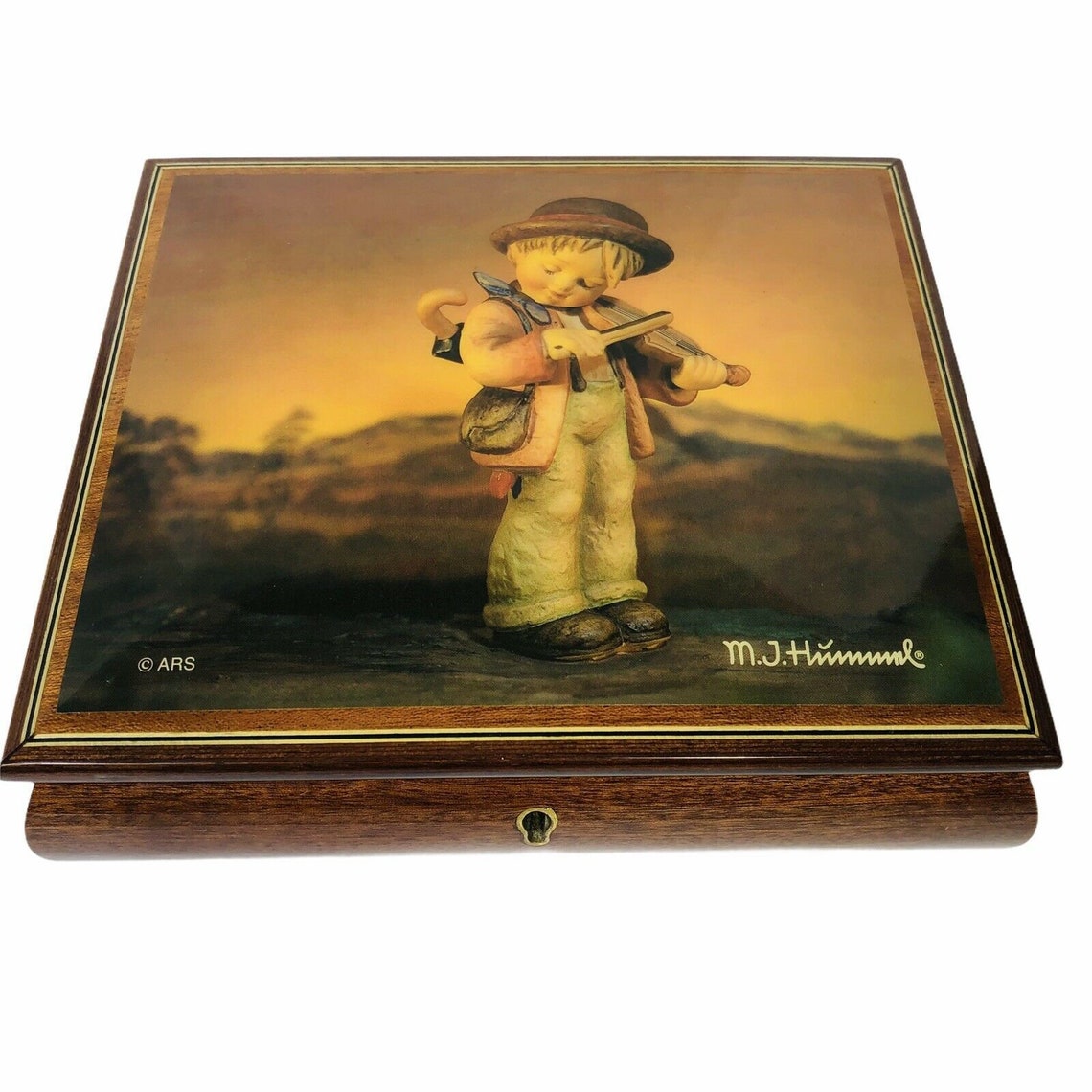 MJ Hummel Wooden Music Box Little Fiddler Made in Italy Etsy