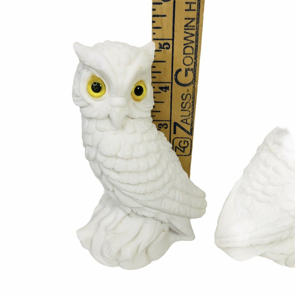 Mid Century Mod White Owls Figurines Pair Hand Carved Sand Etsy