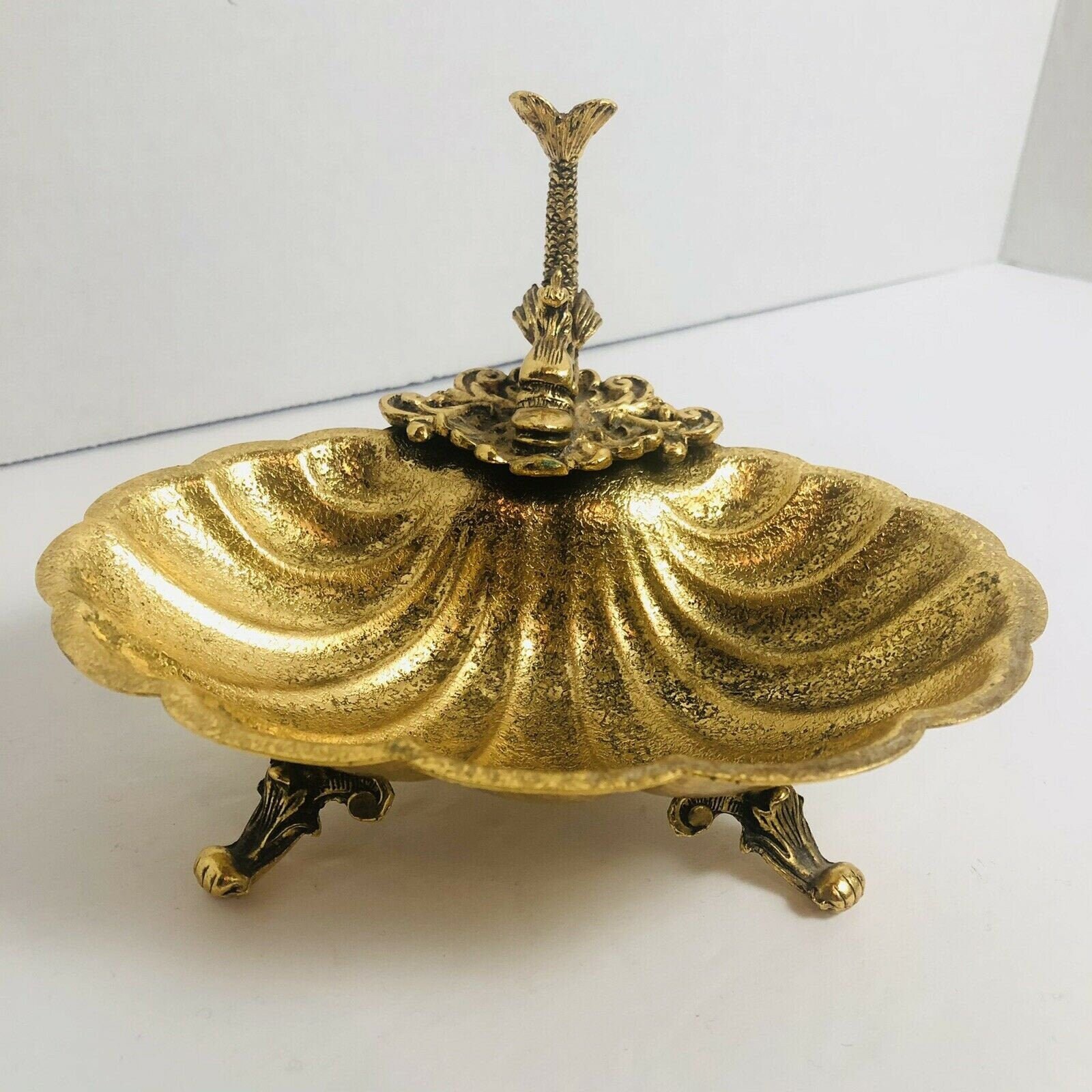 Vintage Koi Fish Shell Soap Trinket Dish Gold Hollywood Etsy