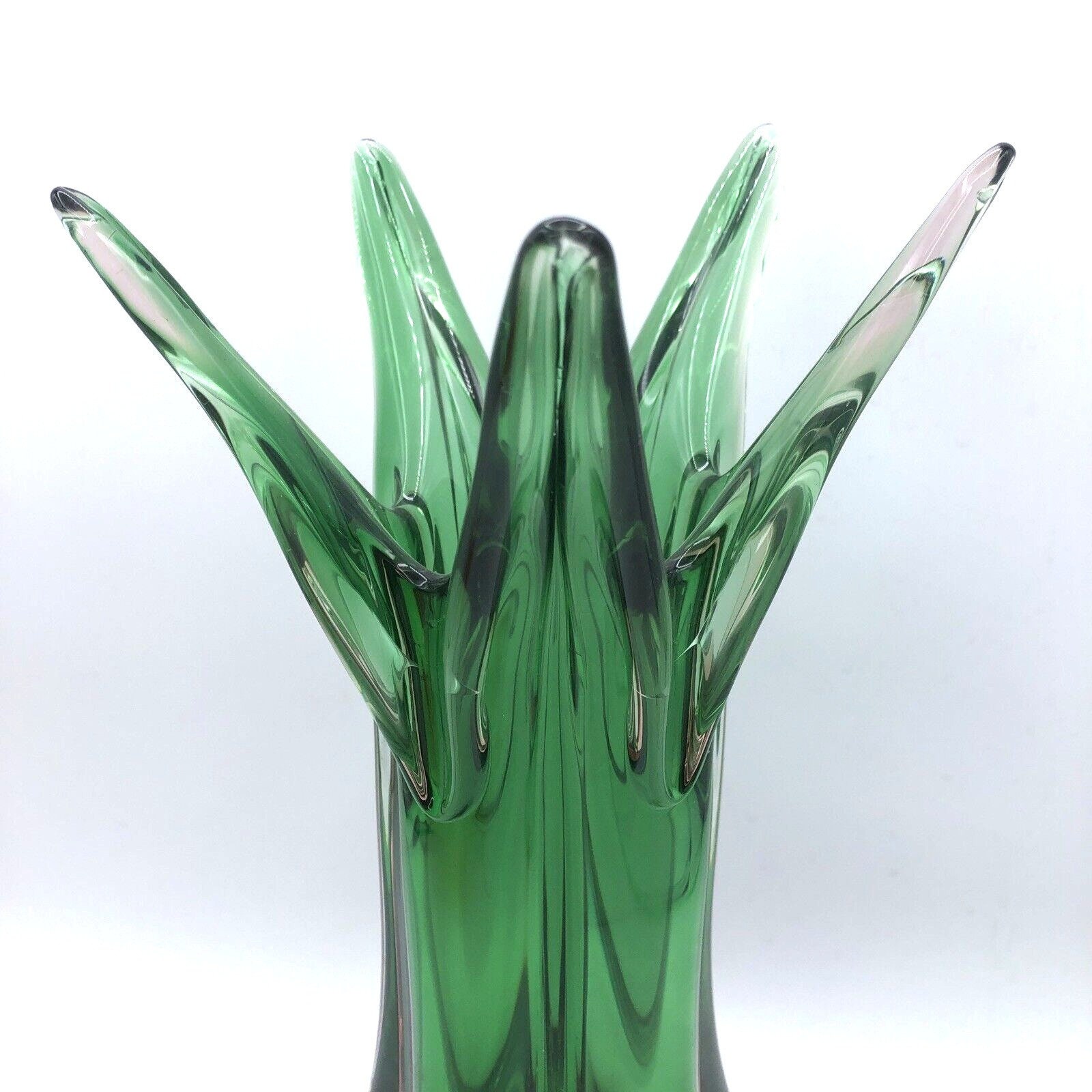 Vintage Murano Swung Vase Pink Green Watermelon Art Glass Etsy