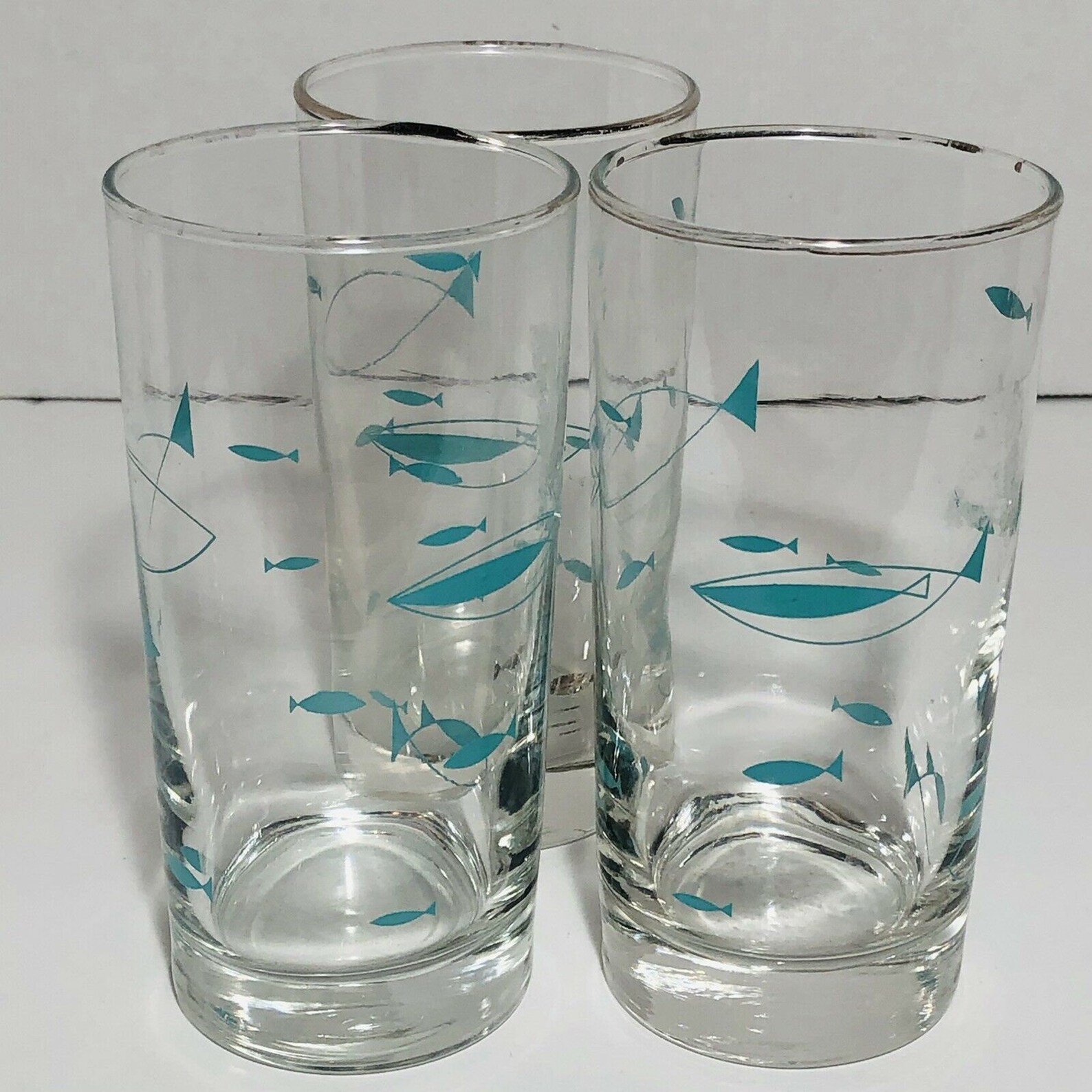 Vintage Libbey Atomic Fish 3 12oz Highball Glasses MCM Barware Etsy