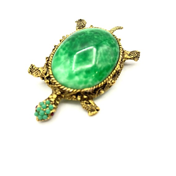 Broche Tortue Résine Bleue Vintage — Ancienne, Couleur Turquoise, Pas Modifiée