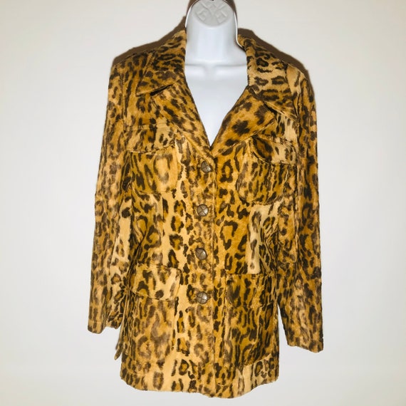 Vintage Lili Crepon Paris Faux Fur Animal Print Blazer Jacket | Etsy