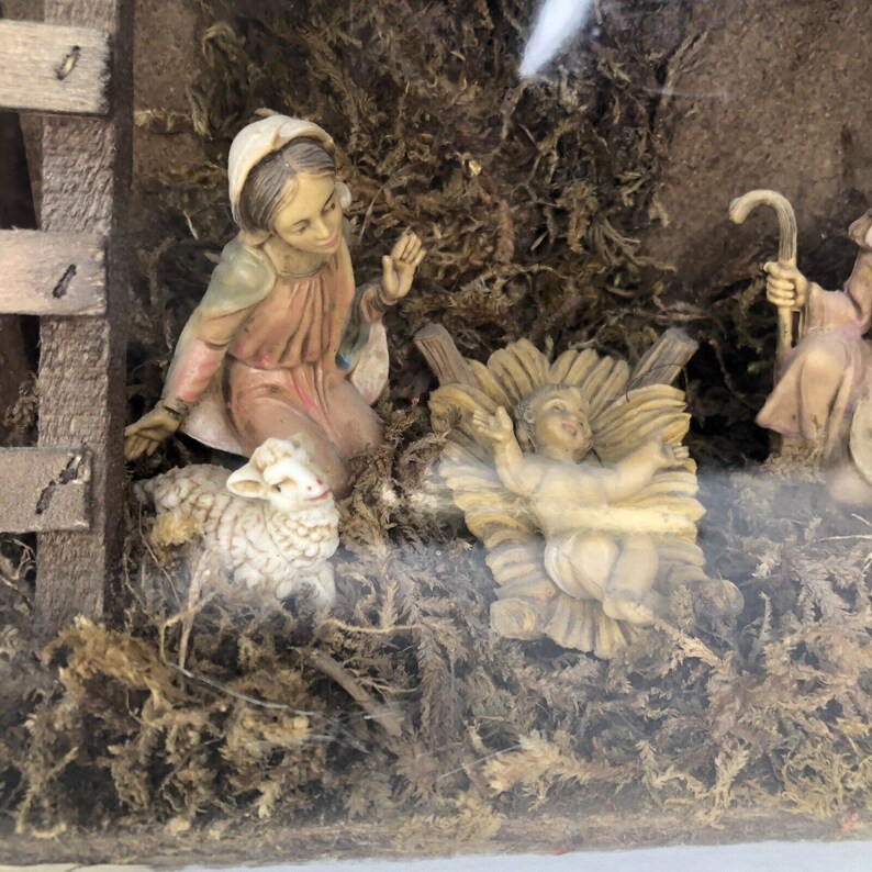 Vintage Christmas Nativity Set Wooden Creche Holy Family Kings Etsy