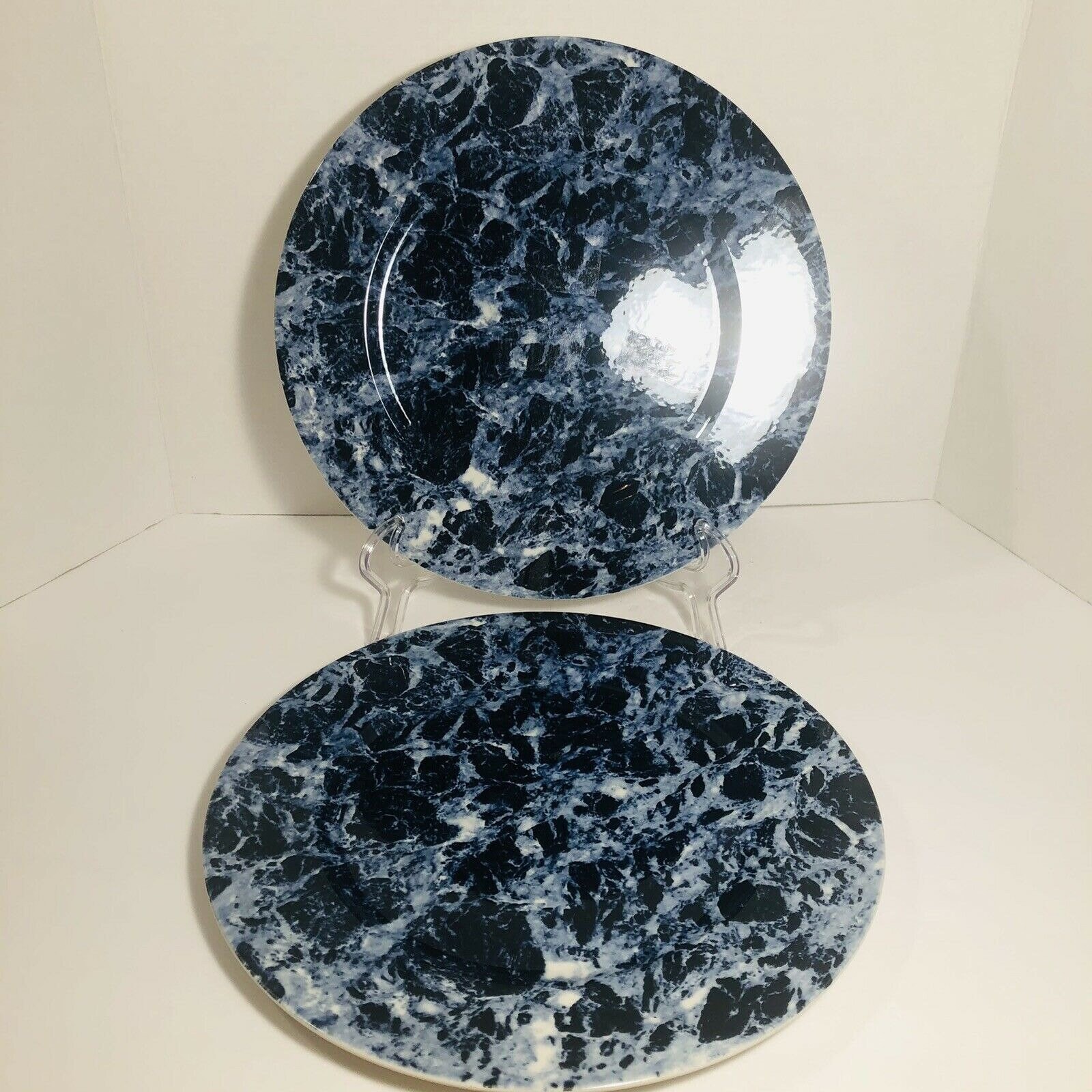 2~ Villeroy & Boch Marble Blue Vitro-Porcelaine Dinner Plates Luxembourg~1748 