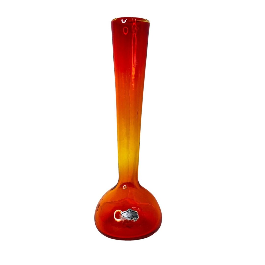Rainbow Glass Co. Art Glass Bud Vase Made in USA Vintage Etsy